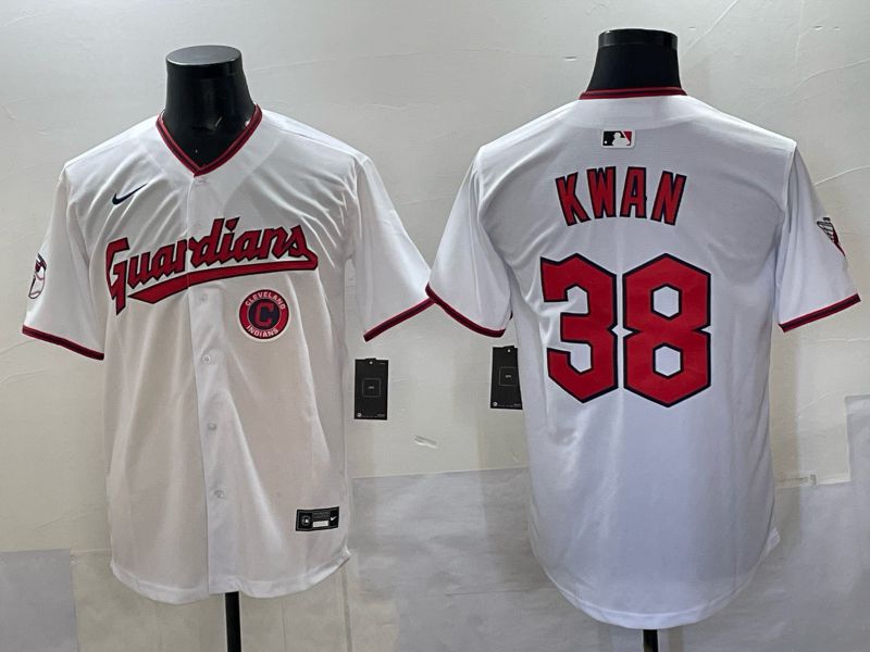 Men Cleveland Indians #38 Kwan White Nike MLB 2025 Jersey 06